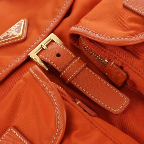 PRADA Backpack Nylon Orange Gold Auth 155325V main image 10